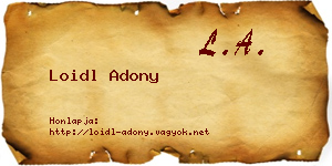 Loidl Adony névjegykártya